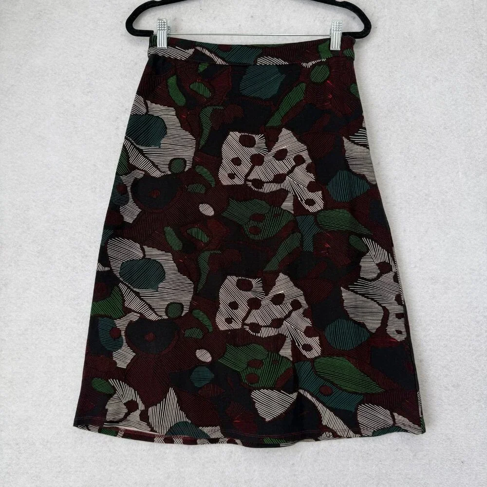 ISLA MAUDE Skirt Womens Small Multicolor Floral A-Line Midi Stretch Casual